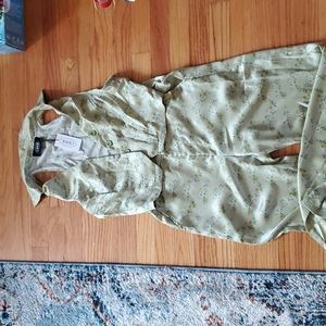 NWT light green satin floral coord set